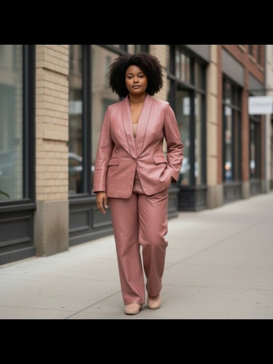 Wildfang Pants - Wildfang The Empower Vegan Leather 2 Pc Suite Tux Blazer/Trousers Brown Rose